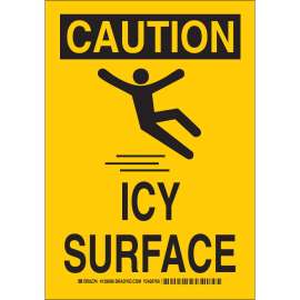 CAUTION Icy Surface Sign, 14" H x 10" W x 0.06" D, Polystyrene