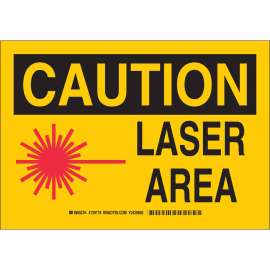 CAUTION Laser Area Sign, 10" H x 14" W x 0.035" D, Aluminum
