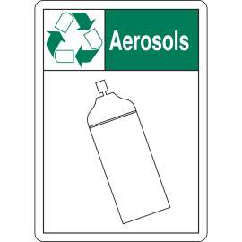 Recycling Aerosols Sign, 14" H x 10" W x 0.06" D, Polystyrene