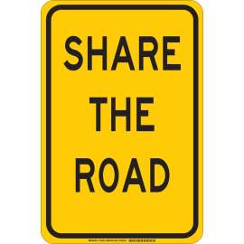 Share The Road Sign, 18" H x 12" W x 0.06" D, Polystyrene