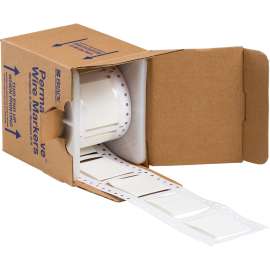 PermaSleeve Heat Shrink Wire and Cable Labels 1-1/2" Dia for 3" Core Printers - 1" White Double-Sided
