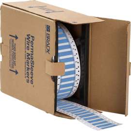 PermaSleeve Heat Shrink Wire and Cable Labels 3/8" Dia for 3" Core Printers - 1" Blue Double-Sided