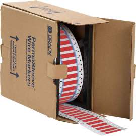 PermaSleeve Heat Shrink Wire and Cable Labels 3/8" Dia for 3" Core Printers - 1" Red Double-Sided