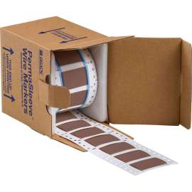 PermaSleeve Heat Shrink Wire and Cable Labels 3/4" Dia for 3" Core Printers - 1" Brown Double-Sided