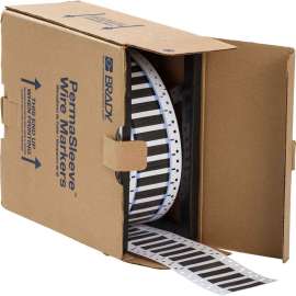 PermaSleeve Heat Shrink Wire and Cable Labels 3/8" Dia for 3" Core Printers - 1.5" Black Single-Sided