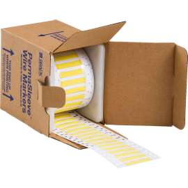 PermaSleeve Heat Shrink Wire and Cable Labels 1/8" Dia for 3" Core Printers - 1.5" Yellow Single-Sided
