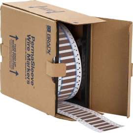 PermaSleeve Heat Shrink Wire and Cable Labels 1/2" Dia for 3" Core Printers - 1.5" Brown Single-Sided