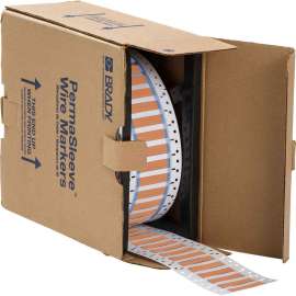 PermaSleeve Heat Shrink Wire and Cable Labels 1/2" Dia for 3" Core Printers - 1.5" Orange Single-Sided