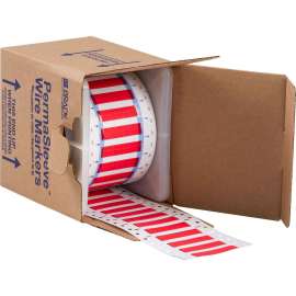 PermaSleeve Heat Shrink Wire and Cable Labels 1/2" Dia for 3" Core Printers - 1.5" Red Single-Sided