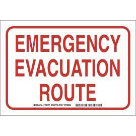 Emergency Evacuation Route Sign, 7" H x 10" W x 0.06" D