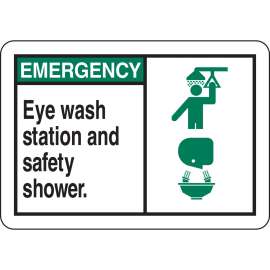 EMERGENCY Eye Wash Station And Safety Shower. Sign, 10" H x 14" W x 0.006" D, Polyester