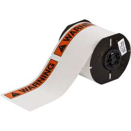 B30 Series ToughWash Labels with Header 4in H x 6.25in W BK, Orange on WT 100/RL