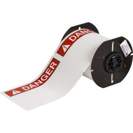 B30 Series ToughWash Labels with Header 4in H x 6.25in W Red on WT 100/RL