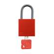 Compact Key Retaining Lockout Aluminum Padlock 1 in Aluminum Shackle KD Red