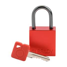 Compact Key Retaining Lockout Aluminum Padlock 1 in Aluminum Shackle KD Red
