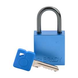 Compact Key Retaining Lockout Aluminum Padlock 1 in Aluminum Shackle KD Blue