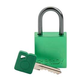 Compact Key Retaining Lockout Aluminum Padlock 1 in Aluminum Shackle KD Green
