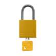 Compact Key Retaining Lockout Aluminum Padlock 1 in Aluminum Shackle KD Yellow
