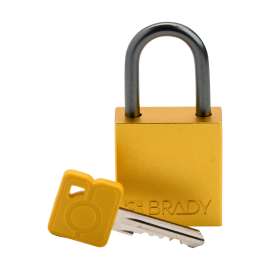 Compact Key Retaining Lockout Aluminum Padlock 1 in Aluminum Shackle KD Yellow