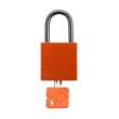 Compact Key Retaining Lockout Aluminum Padlock 1 in Aluminum Shackle KD Orange