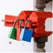 Compact Key Retain Lockout Aluminum Padlock 1in Aluminum Shackle KA Purple 6PK