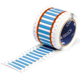 PermaSleeve Heat Shrink Wire and Cable Labels 1/8" Dia for 3" Core Printers - 1.5" Blue Single-Sided