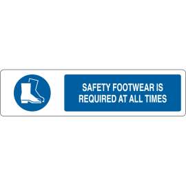Safety Footwear Is Required At All Times Sign, 6" H x 23.875" W x 0.06" D, Polystyrene
