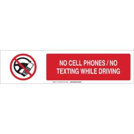 No Cell Phones / No Texting While Driving Sign, Aluminum
