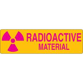 Radioactive material Sign, Magenta on Yellow, 7 " H x 10 " W, Polyester