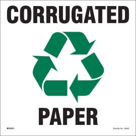 RECYCLABLE CORRUGATED PAPER, 10" H x 10" W, Black/Green on White, Pack of 5 Labels