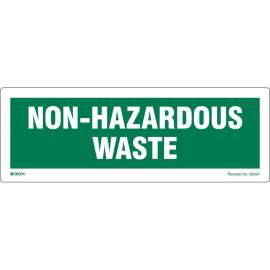 NON-HAZARDOUS WASTE White on Green, 3.5" H x 10" W, Paper, Pack of 100 Labels