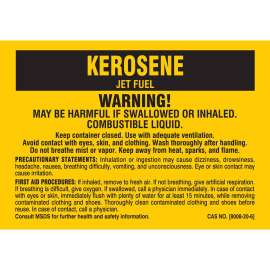 WARNING! MAY BE HARMFUL IF SWALLOWED OR INHALED. COMBUSTIBLE LIQUID..., 7" H x 10" W, Black on Yellow, Pack of 25 Labels