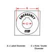 EMERGENCY STOP Raised Panel Labels, 2.36