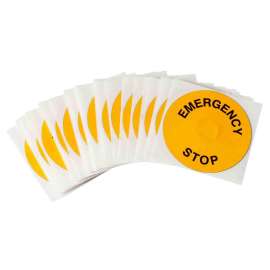 EMERGENCY STOP Raised Panel Labels, 3.50" Dia, Black
