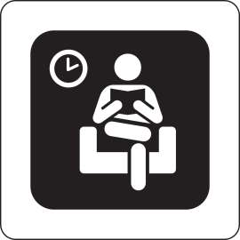 Waiting Area Sign, 10" H x 7" W x 0.006" D, Polyester
