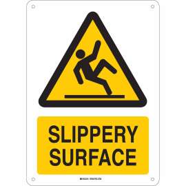 Slippery Surface Sign, 14" H x 10" W x 0.035" D, Aluminum