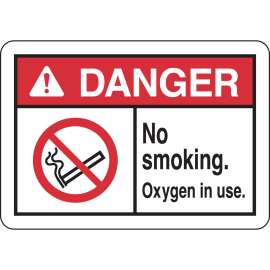 DANGER No Smoking. Oxygen In Use. Sign, 7" H x 10" W x 0.06" D, Polystyrene
