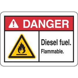DANGER Diesel Fuel. Flammable. Sign, 7" H x 10" W x 0.06" D, Polystyrene