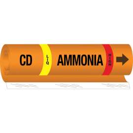 CD LIQ AMMONIA HIGH Pipe Marker, 26" H x 12" W, Fits Pipes 2.5" Dia. Thru 7.875" Dia.