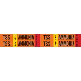 TSS LIQ AMMONIA HIGH Pipe Marker, 1.125" H x 7" W, Card of 4 Each, Fits Pipes 0.75" Dia. Thru 2.375" Dia.