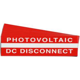 Pre-Printed SOLAR DC DISCONNECT Warning Labels, 1"x4" Vinyl, 25Pk