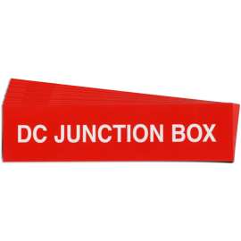 Pre-Printed SOLAR DC JUNCT BOX DISC Warning Labels, 1"x4" Vinyl, 25Pk