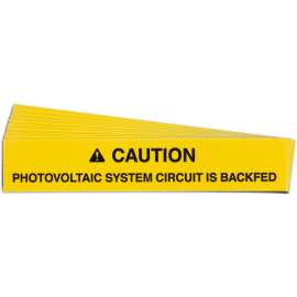 Pre-Printed SOLAR CIRCUIT BACKFED Warning Labels, 1"x4" Vinyl, 25Pk