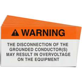 Pre-Printed SOLAR BIPOLAR ARRAY Warning Labels, 2"x3.75" Vinyl, 25Pk