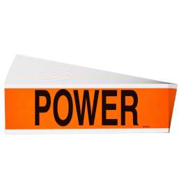 Power Conduit and Voltage Lbls 2.25 in H x 9 in W BK on OR 25/PK