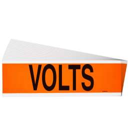 Volts Conduit and Voltage Lbls 2.25 in H x 9 in W BK on OR 25/PK