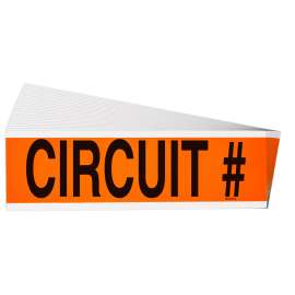 Circuit Number Conduit and Voltage Lbls 2.25 in H x 9 in W BK on OR 25/PK
