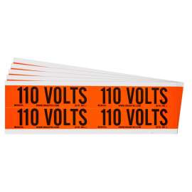 110 Volts Conduit and Voltage Lbls 1.125 in H x 4.125 in W BK on OR 5/PK
