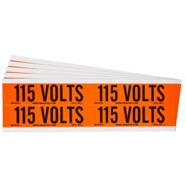 115 Volts Conduit and Voltage Lbls 1.125 in H x 4.125 in W BK on OR 5/PK