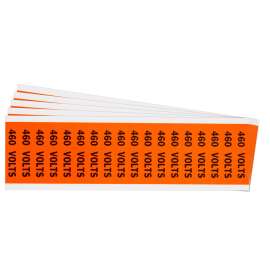 460 Volts Conduit and Voltage Lbls 0.5 in H x 2.25 in W BK on OR 5/PK